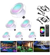 Smart Outdoor 12V Low Voltage LED Deck Lights, IP67 Waterproof F1.22 RGB Recessed Deck Lights wit...
