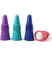 Wine Stoppers,Wine Bottle Stopper,Reusable Wine Bottle Stoppers,4 Pack Multicolor Silicone Wine S...
