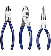 WORKPRO Pliers Set, 3-Piece Professional Pliers Tool Kit – 6" Needle Nose Plier, 6" Slip Joint Pl...