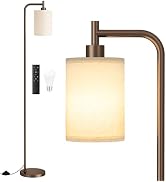 Ziisee 64" Floor Lamp for Living Room with Remote Control, Deep Beige Shade with Brown Pole, Dimm...