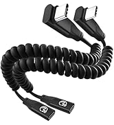 Coiled USB C Extension Cable 90 Degree 1ft 2Pack, 20Gbps USBC 3.2 Male to USB C Female Cable Shor...