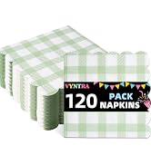 yntra Sage Green Gingham Disposable Paper Napkins, 120 Pcs — Soft, Absorbent Plaid Party Napkins ...