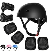 Kids Bike Helmet Set Skateboard Knee Pads, Helmet Pad Set Protective Gear Set Adjustable for Girl...