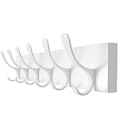 SKOLOO Coat Rack Wall Mount - Wooden White Wall Coat Hook, Wall Coat Hanger Rack with 6 Hooks for...