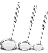 ANAEAT Stainless Steel Fat Skimmer Spoon - Set of 3 Professional Kitchen Fine Mesh Food Strainer ...
