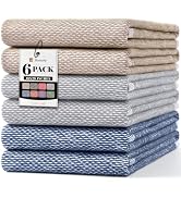 Homaxy Premium Kitchen Towels 18"x28", 6 Pack Large Cotton 380 GSM Dish Towels, Highly Absorben Y...
