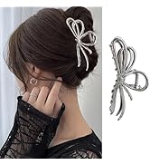 Sliver Bow Hair Clips for Women Girls, 1Pcs 4.52Inch Bowknot Hair Claw Clips No Slip Claw Clips f...