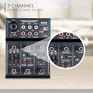 Professional Wireless DJ Audio Mixer - 3-Channel Bluetooth DJ Controller Sound Mixer w/USB Audio