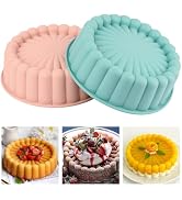HUAKENER 2 Pcs Charlotte Cake Pan, 8 Inch Round Cake Pan, Nonstick Silicone Cake Molds for Cheese...
