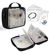 LingLingo Travel Jewelry Organizer Case Transparent Jewelry Storage Book Binder Bag for Earrings,...