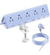 SMALLRT Blue Desk Clamp Power Strip with 6.5 FT Extension Cord, PD 40W USB-C Fast Charging Ports,...