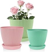 SupKing Plant Pots 5/4/3.5 Inch Set of 3,Small Mini Cute Plastic Flower Pots Planters with Mesh D...