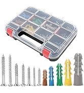 HongWay 370pcs Plastic Drywall Wall Anchors Kit with Screws, Includes 5 Different Assorted Size A...
