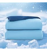 EGOHOME Cooling Comforter Queen Size,Double-Sided Cooling Blanket fo Hot Sleepers,Blue Summer Com...