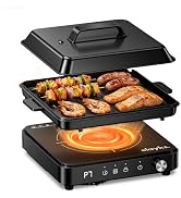 olayks Induction Cooktop, Portable Induction Cooktop with Removable Cast Iron Pot and Pan, 1500W ...