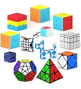 Vdealen 12 Pack Speed Cube Set Puzzle Cube Pack, 2x2 3x3 4x4 Pyramid Dodecahedron Mirror Skewb Sn...