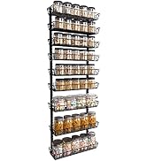 SWOMMOLY Adjustable Wall Mount Spice Rack, 9-Tier Dual-use (Multi-use) Organizer, Black