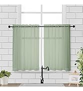 Chyhomenyc Kitchen Window Sheer Curtains Tier Pair 36in Length, Short Voile Sheer Window Curtians...