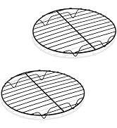 P&P CHEF 7.5 Inch Cooking Rack Round for Steaming Cooling, Black, 2 Pack | Stainless Steel Round ...