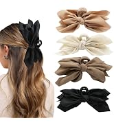 Hadutrek Bow Claw Clips Bow Hair Clips Black White Brown 4PCS Big Hair Bows for Women Butterfly H...