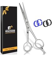BEAUTICONE Professional Hair Cutting Scissors 6.5"- Stainless Steel Barber Shears with Serrated E...