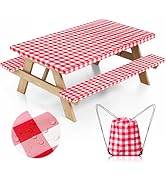 Nimalpal Picnic Table Cover with Bench Covers and Bag, Camping Essentials Camping Table Cover wit...