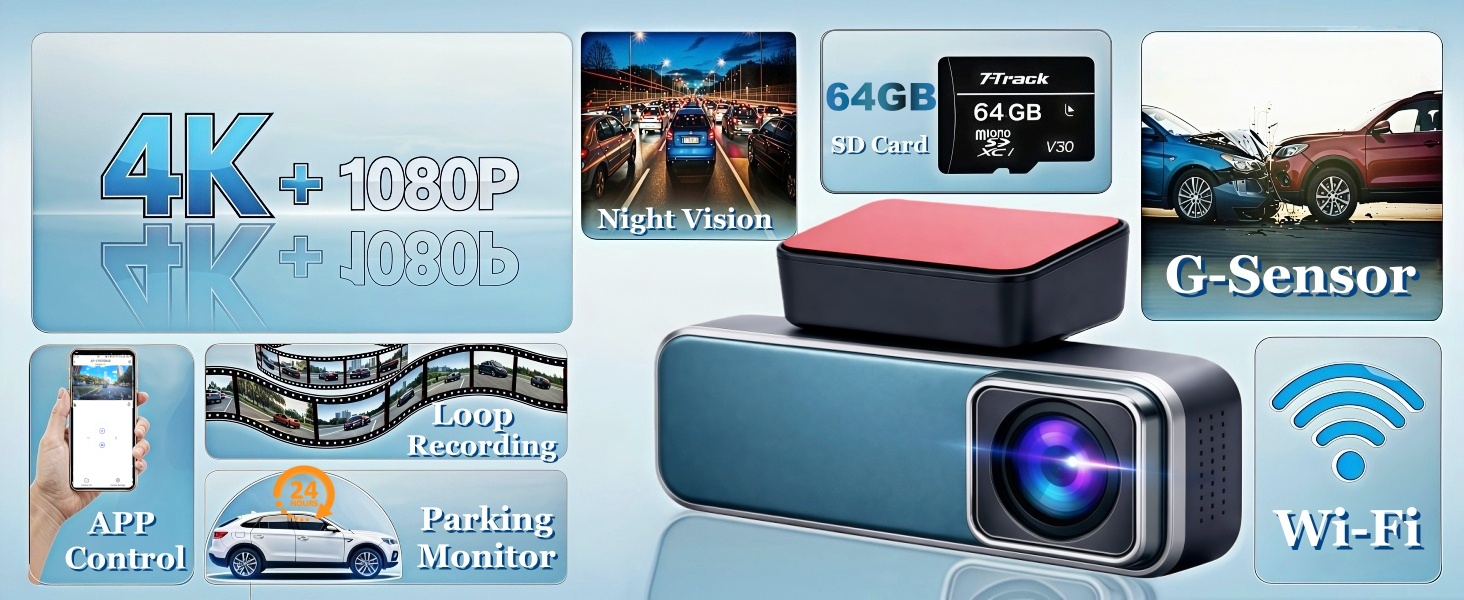 4K Dash Cam Front and Rear