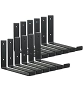 HEART ART Black Shelf Bracket 12 inch, Shelf Bracket 12 Pack,J Metal Heavy Duty Shelf Support Bra...