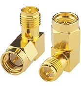 BOOBRIE 2-Pack Upgraded SMA 90 Degree Adapter Elbow SMA Male to RP-SMA Female Right Angle Connect...
