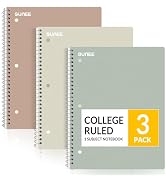 SUNEE Spiral Notebooks, 3 Pack, 1-Subject, College Ruled Paper, 8" x 10-1/2", 70 Sheets per Noteb...