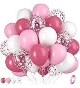 Hot Pink White Balloons, Pink White Balloons, Pink White Balloons, Pink and Silver Confetti Ballo...