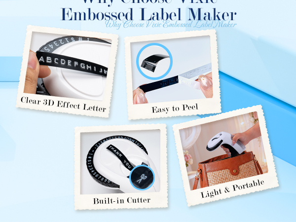 raised letter label maker deliver clean, 3D raised lettering results handheld portable labeler