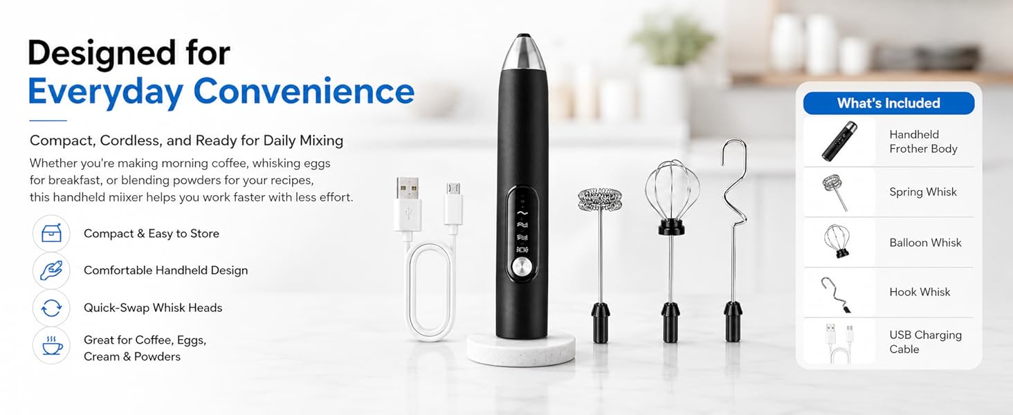 Milk Frother Rechargeable Handheld