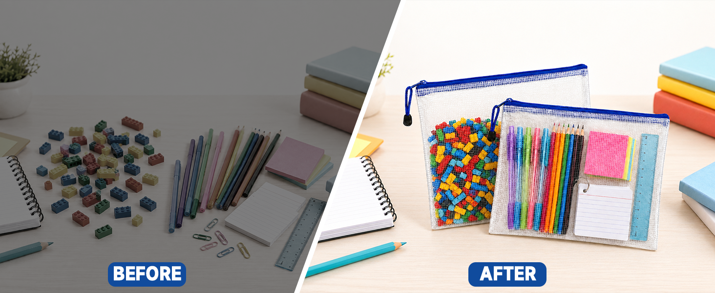 Mesh Zipper Pouch Before & After