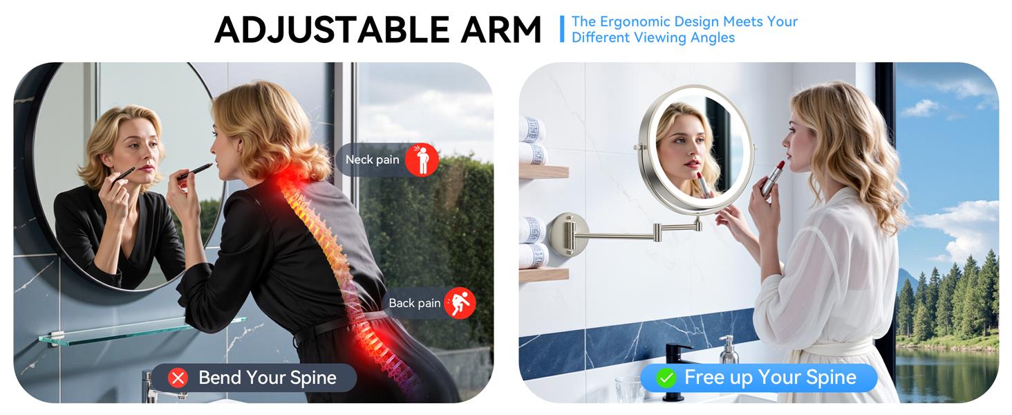 360° rotatable extendable arm for flexible viewing angles