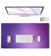 Colorful Star Purple Desk Mat Woman Office Desk Pad, Leather Keyboard and Mouse Pad for Desk, Omb...