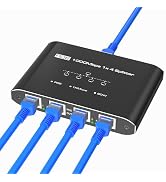 PoE Splitter 1 in 4 Out, Gigabit 4 Port PoE Switch, IEEE 802.3at/af Compliant, 30W per Port Power...