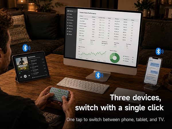 Mini keyboard switching among 3 devices