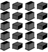 Bonsicoky 20Pcs Rectangle Rubber Furniture Leg Caps 1.18" x 0.59" Black Vinyl Flexible Chair Leg ...