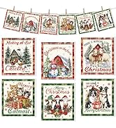 Merry Christmas Swedish Dishcloths for Kitchen, 6 Pcs Retro Christmas Farm Animals Swedish Dish C...