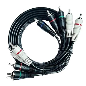 Component Video Cable with Audio (6FT, RCA- 5 Cable, Supports 1080i) - Compatible with DVD Players