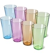 8 Pack 20oz Unbreakable Plastic Drinking Glasses, Reusable Drinking Cups | BPA-Free, Shatter-Proo...
