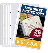 Heavyweight Clear Mini Sheet Protectors Holds 5.5 x 8.5 Inches Sheets, Fits a 3-Ring Binder, Crys...