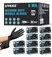 UYKKE 5 Mil Nitrile Black Gloves Disposable Latex Free Rubber Mechanic Household Cleaning Cooking...