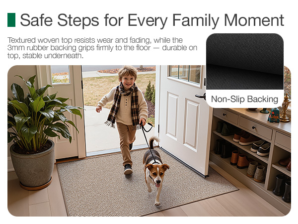 Durable surface and Non-slip backing