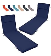 Odsiikly 2 Pack Chaise Lounge Cushions with Ties and Pillow, 72 X 21 X 3.1IN, Reversible, Water-R...