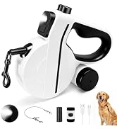 PETSWEET Retractable Dog Leash with LED Light for Night Walk, 16ft Dog Retractable Leash with Poo...