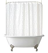 Clawfoot Tub Shower Curtain Floral Damask Liner All Around Extra Wide 180x70 Inch Heavy Duty Artw...