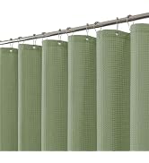 THAIGEE 256GSM Heavy Duty Waffle Weave Shower Curtain, Sage Green 72"x72" | with Weighted Hem - H...