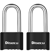 Disecu Heavy Duty 4 Digit Combination Lock 2.5 Inch Long Shackle Outdoor Waterproof Padlock for S...